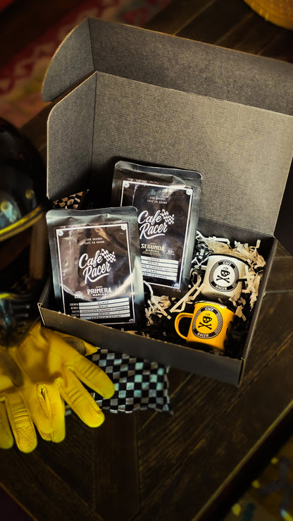 PACK ESCUDERÍA - 2 Café Racer Cups + 2 cafés de especialidad (250g c/u)
